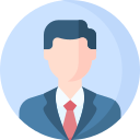Professional male avatar illustration in a blue circle